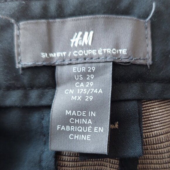 H&M Slim Fit Brown Plaid Checkers Dress Pants Men's Size 29 - Picture 10 of 15